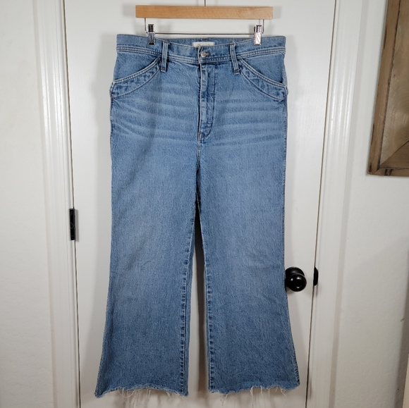 Madewell Distressed 11" High Rise Flare Jeans Size 31 - Picture 1 of 10